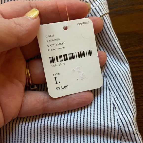 Free People Pinstripe Navy and White Trouser Pants - Picture 4 of 8